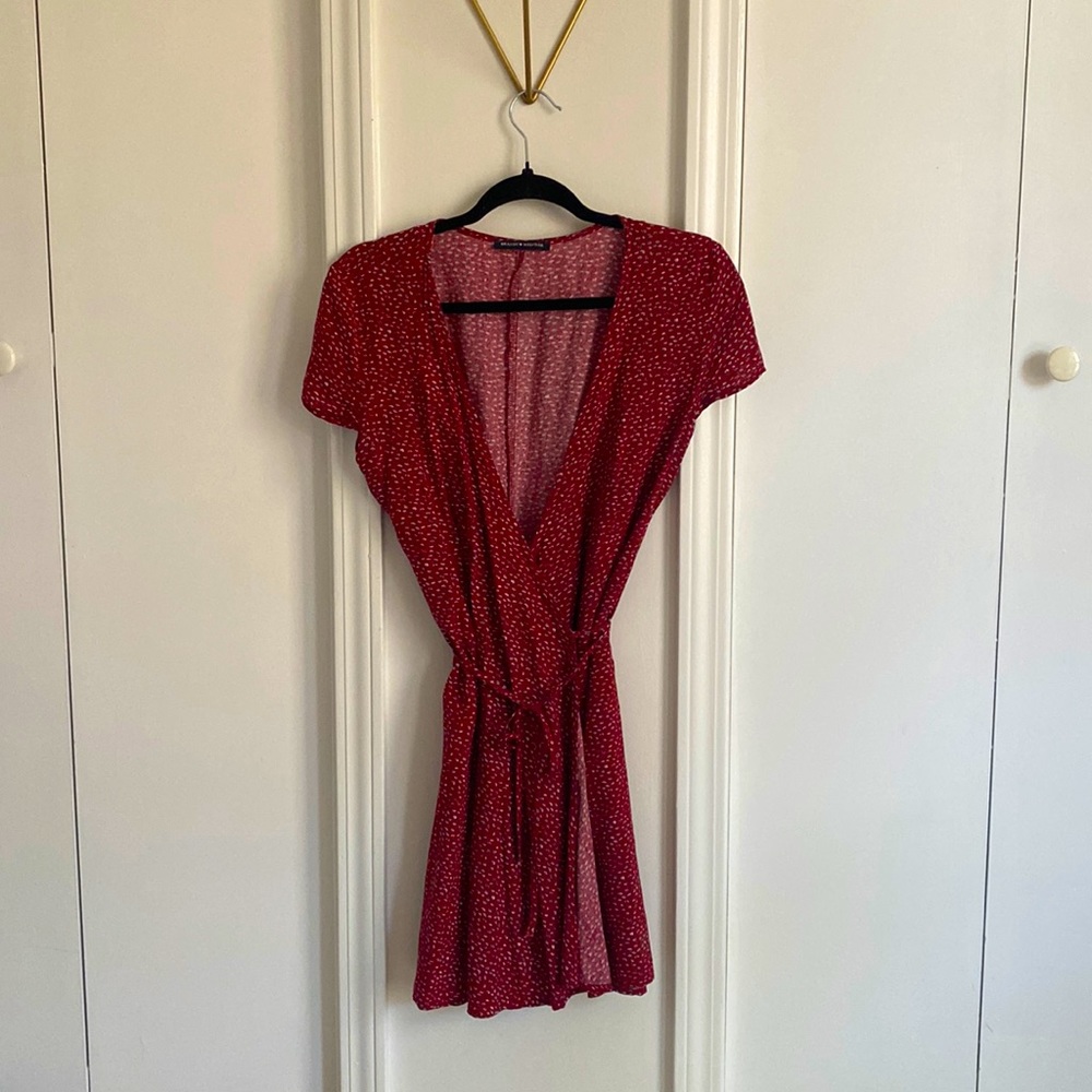 Brandy Melville red floral wrap dress